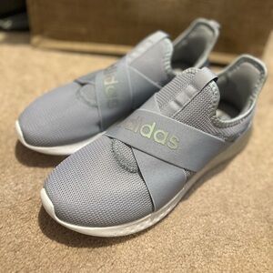 Adidas Womens Light Gray Slip-On Sneakers